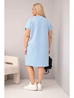 Dámské šaty Plus Size s krátkým rukávem a kapsami modrá