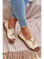 Kožené Dámské Baletky Béžové model 21682460 - Zazoo