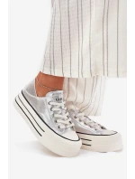 Dámské Kožené Tenisky Na Platformě GOE RR2N4108 Stříbrné