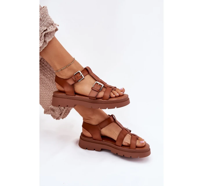 Dámské Sandály Eko Kůže S Přezkami Camel model 21699613 - Boto Dámské Sandály Eko Kůže S Přezkami Camel model 21699613 - Boto