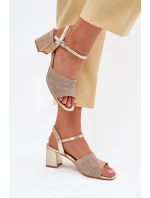 Dámské Sandály Na Podpatku Zlaté model 21702391 - Boto Dámské Sandály Na Podpatku Zlaté model 21702391 - Boto