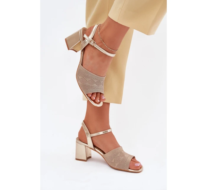 Dámské Sandály Na Podpatku Zlaté model 21702391 - Boto Dámské Sandály Na Podpatku Zlaté model 21702391 - Boto