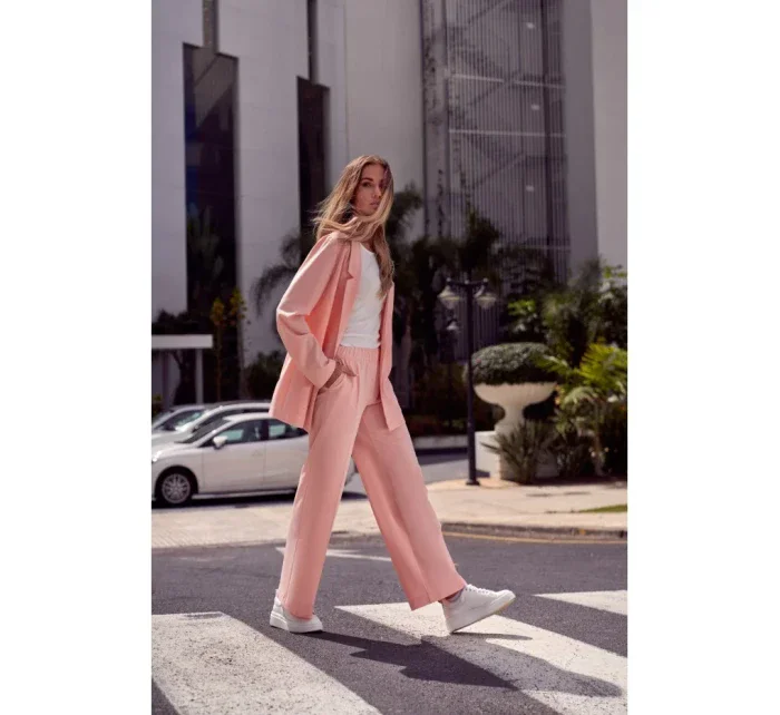 Kalhoty s rozšířenými nohavicemi model 18003322 pudrové - Moe