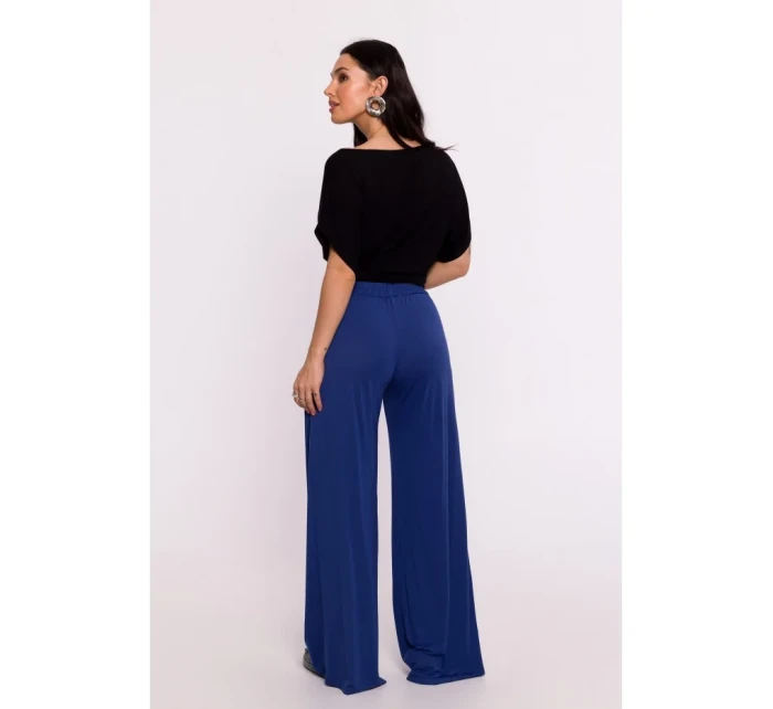 model 19670629 Viskózové kalhoty s elastickým pasem modré - BeWear