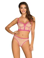 Smyslný set Nudelia top & panties neon pink - Obsessive