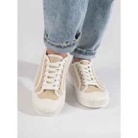 Moderní hnědé dámské  tenisky bez podpatku