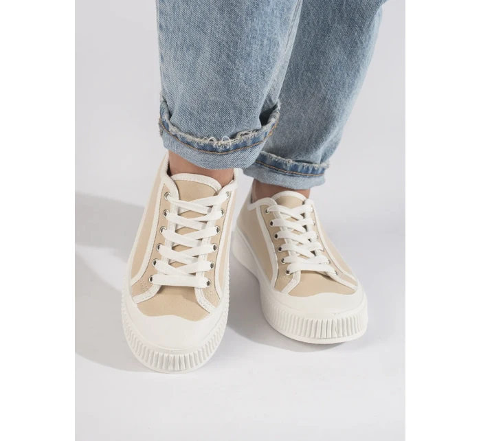 Moderní hnědé dámské  tenisky bez podpatku