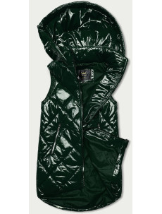 Tmavě zelená lesklá vesta s kapucí (7005BIG)