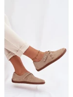 Kožené semišové polobotky Dámské s pásky béžové model 21937593 - Zazoo Kožené semišové polobotky Dámské s pásky béžové model 21937593 - Zazoo