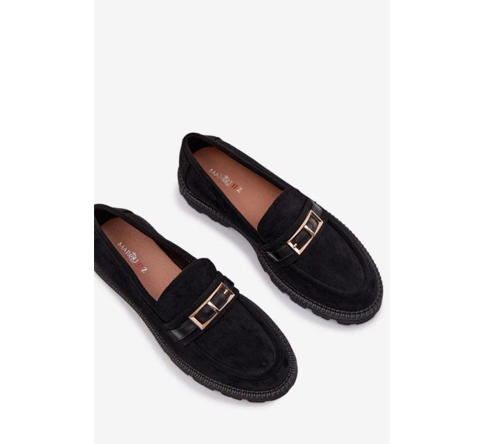 Dámské mokasíny se zlatým přezkou Černé Mirelva