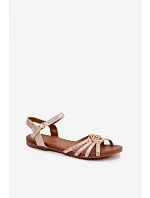 Dámské sandály Ploché S A Ozdobou  Zlaté model 22133711 - S.Barski