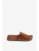 Semišové dámské pantofle model 22182191 Camel - Inblu
