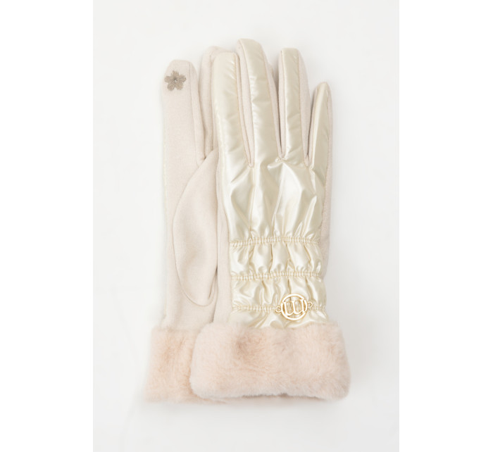 Monnari Rukavice lesklé dámské rukavice s kožešinou Beige