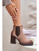 Zateplené Dámské Kotníkové Boty Na Podpatku Z Eko Semiše Vinceza Béžové Zateplené Dámské Kotníkové Boty Na Podpatku Z Eko Semiše Vinceza Béžové