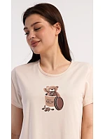 Dámské domácí šaty s krátkým rukávem Méďa Coffee