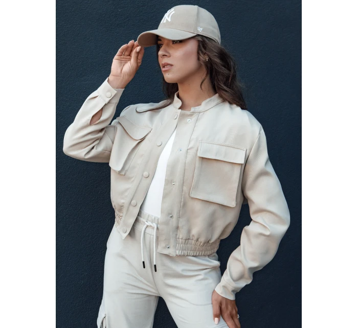 Dámská bunda bomber PRIEV béžová FashionStreet TY4306 Dámská bunda bomber PRIEV béžová FashionStreet TY4306