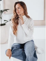 Dámský svetr s polovičním rolákem bílý FashionStreet MY2531 Dámský svetr s polovičním rolákem bílý FashionStreet MY2531