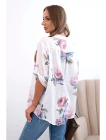 Dámská bavlněná halenka s květinovým vzorem bílý Dámská bavlněná halenka s květinovým vzorem bílý
