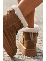 Semišové dámské zimní boty s ozdobnými prošitími Big Star SS274373 Camel Semišové dámské zimní boty s ozdobnými prošitími Big Star SS274373 Camel