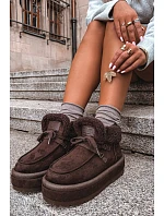 Dámské zimní boty na platformě s kožíškem Big Star model 22386354 čokoládové - Big Star Shoes Dámské zimní boty na platformě s kožíškem Big Star model 22386354 čokoládové - Big Star Shoes