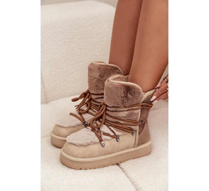 Dámské sněhové boty s kožíškem DFSH370012 Béžová - DFranklin Dámské sněhové boty s kožíškem DFSH370012 Béžová - DFranklin