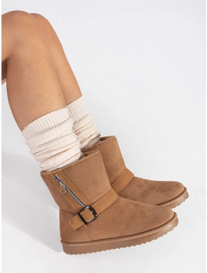 Komfortní dámské sněhule hnědé bez podpatku Komfortní dámské sněhule hnědé bez podpatku