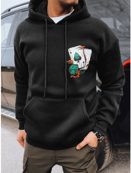 Pánská mikina s potiskem černá Dstreet BX5666 Pánská mikina s potiskem černá Dstreet BX5666