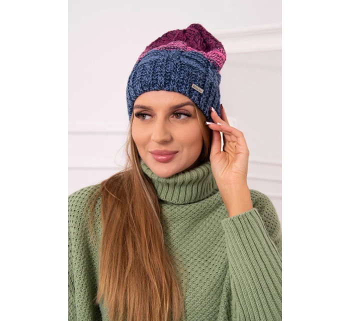 Fleecová čepice Dolores K303 denim+růžová+tmavě fialová Fleecová čepice Dolores K303 denim+růžová+tmavě fialová