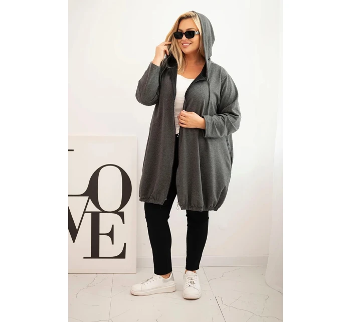 Dámská mikina Plus Size s kapucí a zipem grafitová
