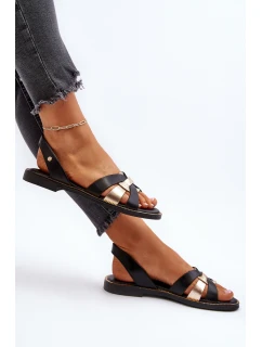 Dámské černé kožené sandály model 21651679 - Zazoo