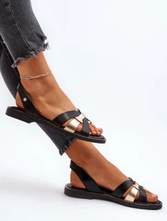 Dámské černé kožené sandály model 21651679 - Zazoo