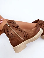 Zazoo 3470 Semišové Dámské Botky na Ploché Podrážce Průsvitné Hnědé