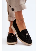Černé Dámské Semišové Mokasíny Na Ploché Podrážce model 21652477 - Zazoo Černé Dámské Semišové Mokasíny Na Ploché Podrážce model 21652477 - Zazoo