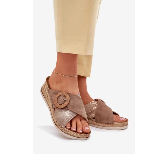 Dámské Klapky Na Platformě S Ozdobnou Přezkou Hnědé Inblu RV000012