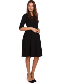 K010 Přiléhavé šaty s nabíraným pasem - černé