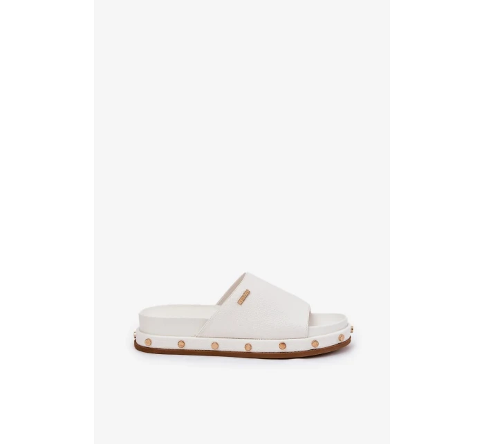 Dámské pantofle na platformě s cvočky Big Star – bílé Dámské pantofle na platformě s cvočky Big Star – bílé