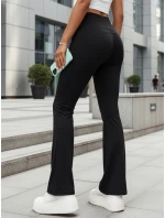 Dámské zvonové kalhoty s vysokým pasem SLIMLINE black FashionStreet UY2147