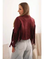 Dámská semišová bunda s třásněmi bordó Dámská semišová bunda s třásněmi bordó