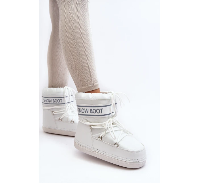 Dámské vázané sněhové boty bílé model 21642432 - Boto