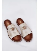 Elegantní Dámské Kožené Pantofle S Dekorací  Zlatý model 21686276 - Zazoo