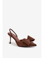 Lodičky s odkrytými patami a mašlí Hnědé Eklevia