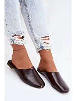 Dámské Mules z Umělé Kůže Ploché Čokoládové Romelle Dámské Mules z Umělé Kůže Ploché Čokoládové Romelle