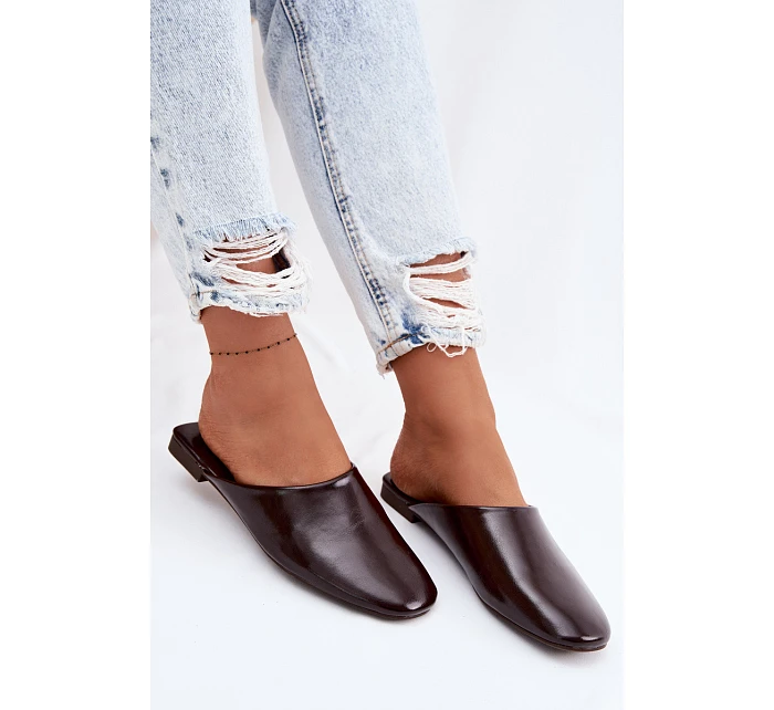 Dámské Mules z Umělé Kůže Ploché Čokoládové Romelle Dámské Mules z Umělé Kůže Ploché Čokoládové Romelle