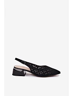 Kožené Semišové Dámské Sandály Otevřené S Síťkou Na Klíně D&A CR61-3004 Černé