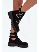 Dámské kotníkové boty s pásky a stříbrnými přezkami Helisse - černé Dámské kotníkové boty s pásky a stříbrnými přezkami Helisse - černé