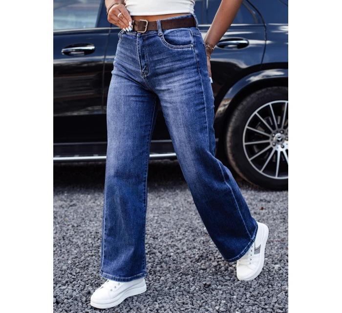 Dámské džínové kalhoty RETROFIT baggy s páskem v modré barvě FashionStreet UY2233