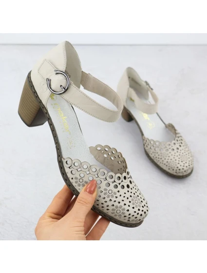 Skórzane damskie na beżowe model 22033933 - Rieker