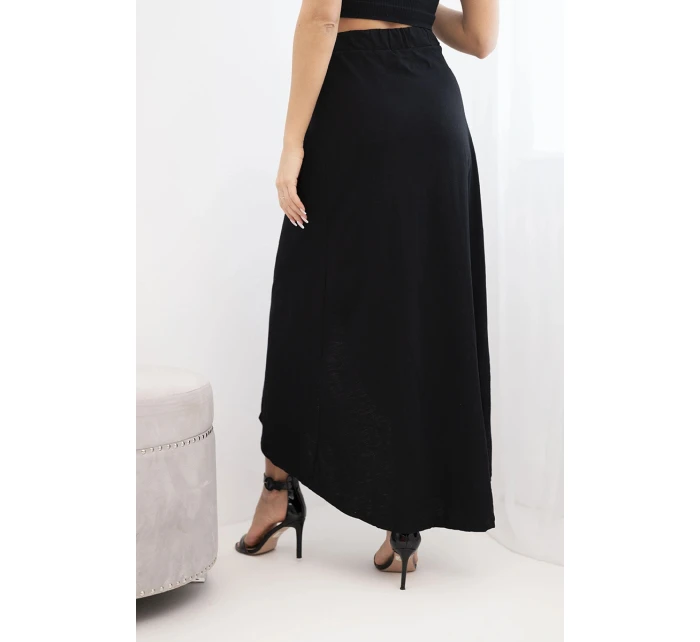 Dámská bavlněná zavinovací maxi sukně se zavazováním černá