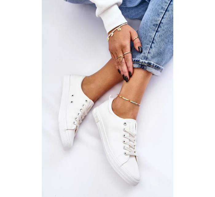 Dámské hladké nízké tenisky Big Star LL274058 Bílé Dámské hladké nízké tenisky Big Star LL274058 Bílé