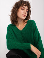 Tmavě zelený dámský klasický pletený svetr